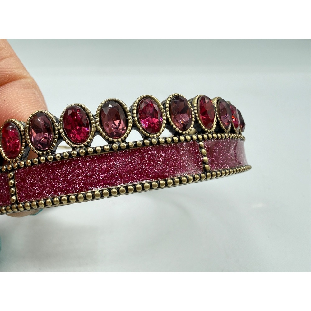 Heidi Daus Pink GLOBALLY GLAMOROUS Crystal Bracelet Spring Hinged Bangle RARE - Picture 3 of 10